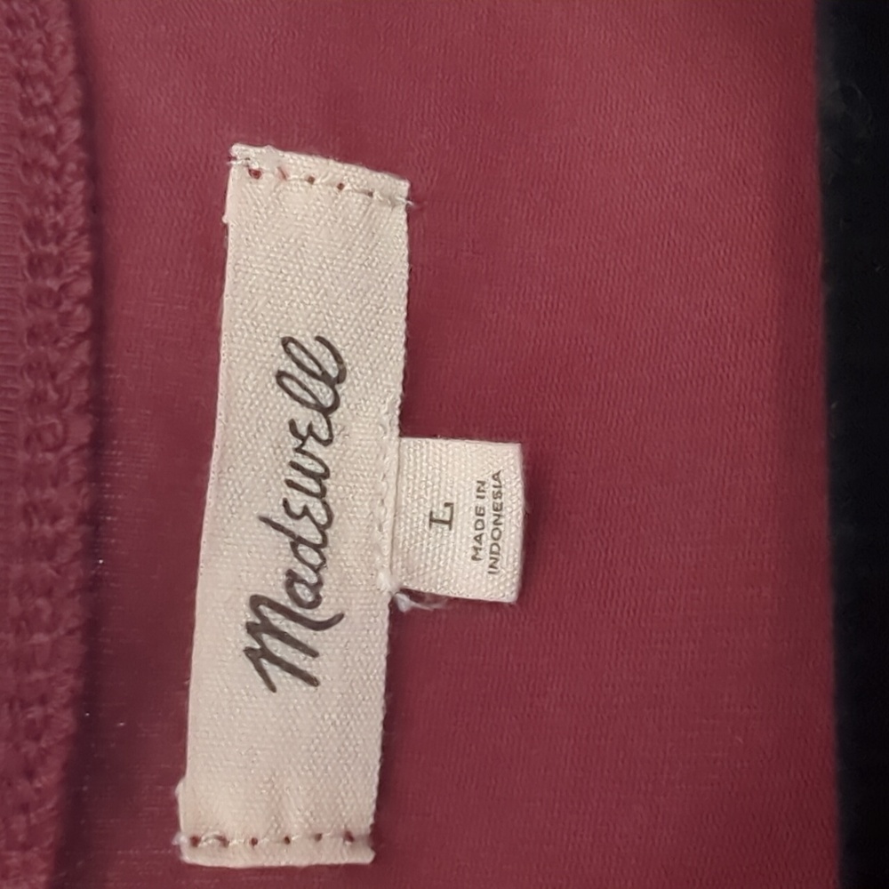 Madewell Maroon Sheer Puff Sleeve Large Top - Picture 4 of 5